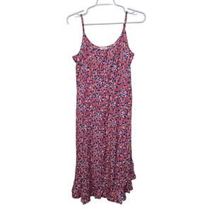 J.Crew Red Blue Floral Sleeveless Midi Dress Size 4